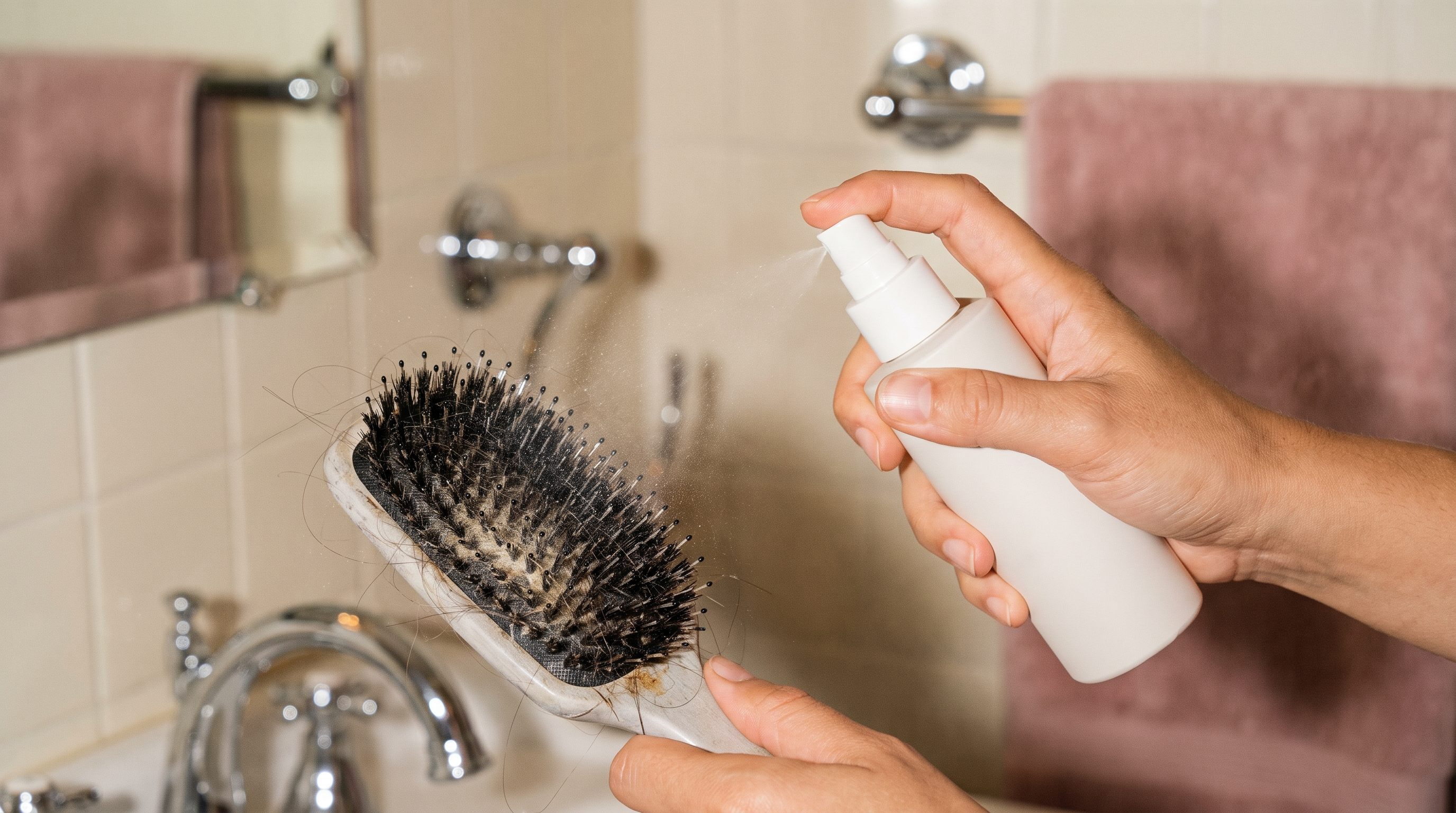 Brosse à cheveux Birushi près de vinaigre blanc et bicarbonate